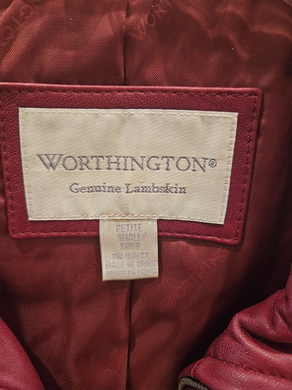 Worthington Raspberry Red Leather Zip Jacket - Picture 2 of 2